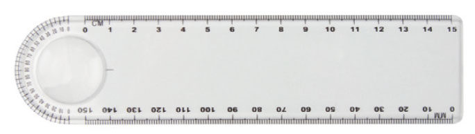 Διαφημιστικός Χάρακας 15 εκ. με μεγενθυτικό φακό και μοιρογνωμόνιο